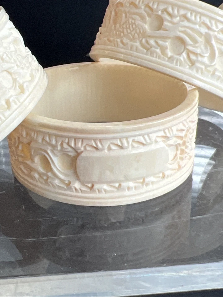 4 servilleteros chinos vintage tallados a mano diseño dragón Foto 3 de 4