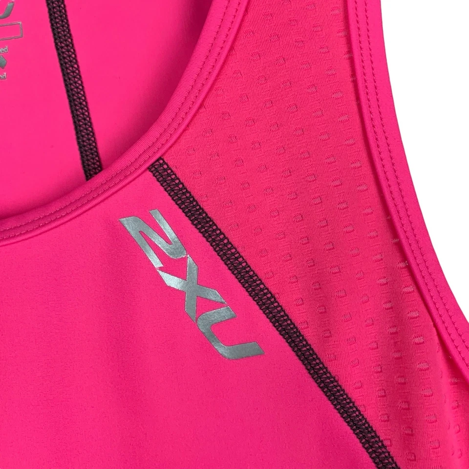 2XU Tank Top Women's M Running Active Neon Pink Sleeveless Pockets - Изображение 3 из 4