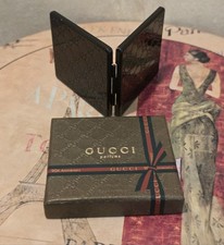 GUCCI Parfums Dual Makeup Mirror Compact Embossed in 90th Annniv. Gift Box Retro