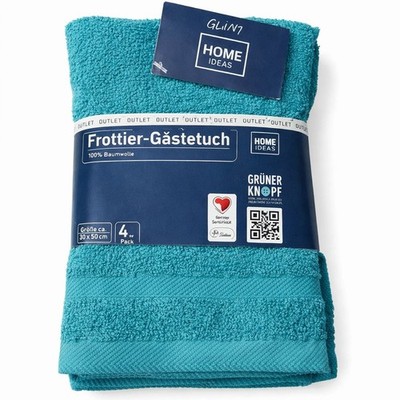 Home Ideas Frottier-Gästehandtuch 4er Pack Türkis-Blau