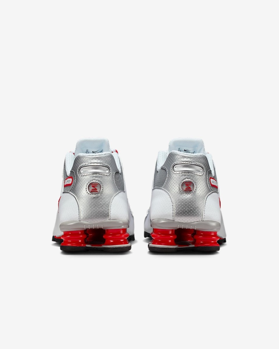 NIKE Shox NZ 378341-104 White Sport Red Cool Gray Metallic Silver