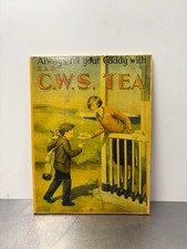 RARE Vintage Wooden Sign C.W.S. Tea Always Fill Your Caddy 40x30cm