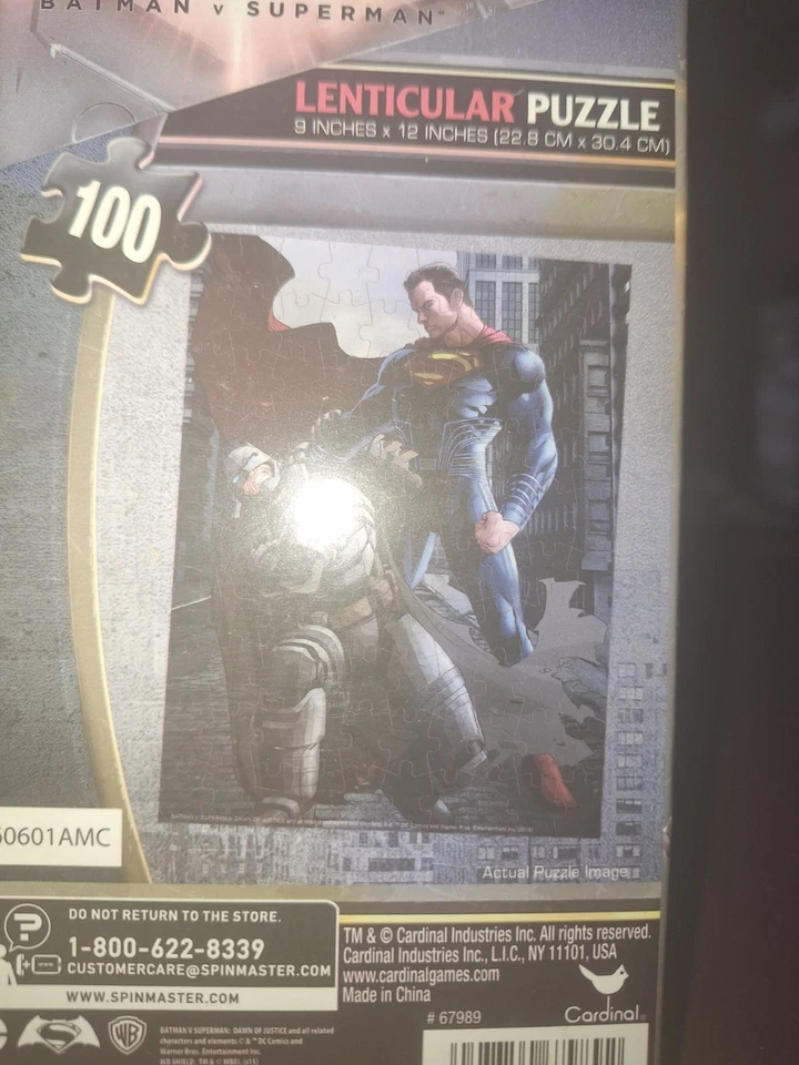 Rompecabezas lenticular Batman vs Superman 100 piezas de Cardinal nuevo en caja Foto 3 de 3