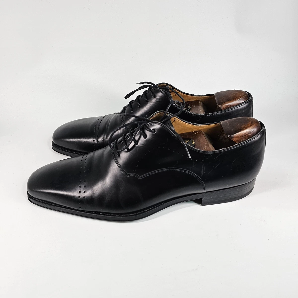 Magnanni Alpin Black Leather Cap Toe Oxford Men 14M Dress Shoes 18437 Made Spain Black Leather Upper Magnanni Dress Shoes for Men for sale | eBay main image 3