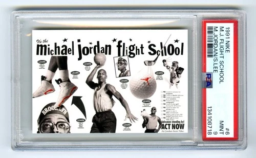 MICHAEL JORDAN & SPIKE LEE~1991 NIKE FLIGHT SCHOOL PSA-9 MINT NBA PROMO CARD #6