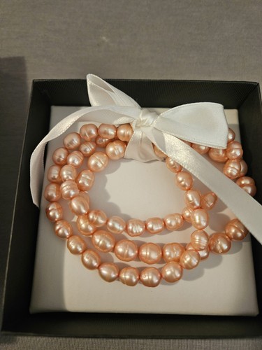 Collana perle Honora bracciali elasticizzati sterling colore rosa nuova con scatola regalo matrimonio - Foto 4 di 6