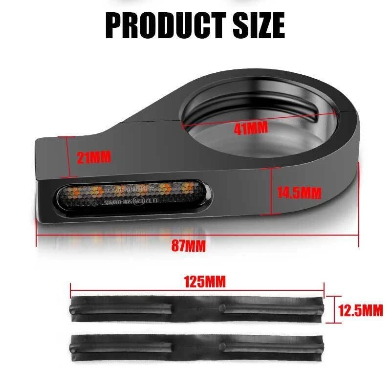 Motorcycle 39-41mm Fork Clamp Front LED Turn Signals Blinker Light Amber+White — 第 3/4 张图片