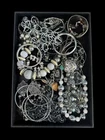 1 LB of Silver Tone WEARABLE Costume Jewelry - Vintage to Modern - Lot 7yhn