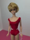 12” Vintage Mattel Barbie Doll 1960's Original Bubble Cut Blonde Red Swimsuit M4