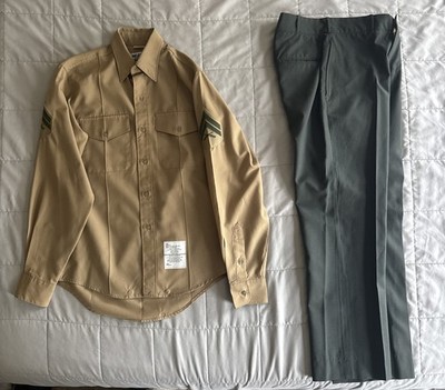 USMC US Marine Corps Dress Khaki Service 15 x 35 Shirt & 29 X 32 Pants Corporal