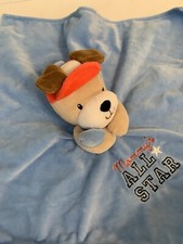 OKIE DOKIE MOMMY  S ALL STAR DOG RATTLE BLUE SECURITY BLANKET LOVEY
