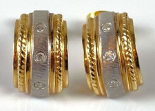 14K Yellow Gold Diamond Huggie Earrings