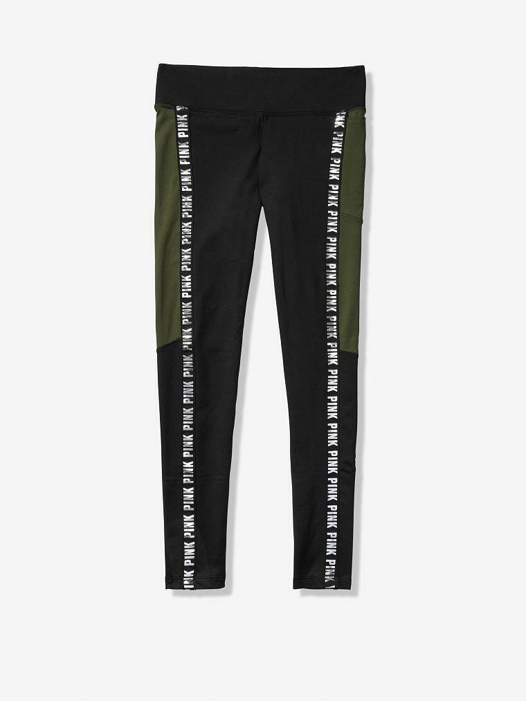 Victorias Secret Pink Bling Logo Stripes Cozy Ultimate Leggings yoga pant XS NEW
