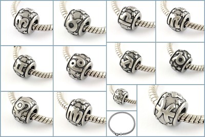  Edelstahl Perlen Großloch Tierkreiszeichen Sternzeichen Modulperlen Armband