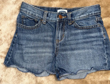 Old Navy Jean Shorts Girls Size 10 Denim Scalloped edge Blue Adjustable