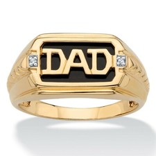 Naturale Onice Nera Gemma Con 14K Argento Placcato Oro Anello per Uomo #1254