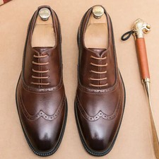 38-48 British Men's Lace Up Formal Dress Wedding Business Wing Tip Shoes Brogues