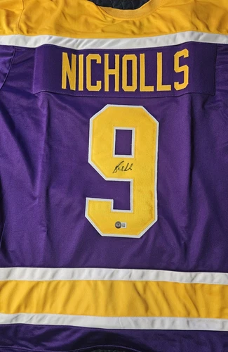 Bernie Nicholls Autographed Los Angeles Custom Purple Hockey Jersey - BAS