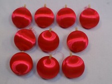 Red String Ball Ornament Christmas Tree Holiday Satin Silk Thread Set 10 Lot Old