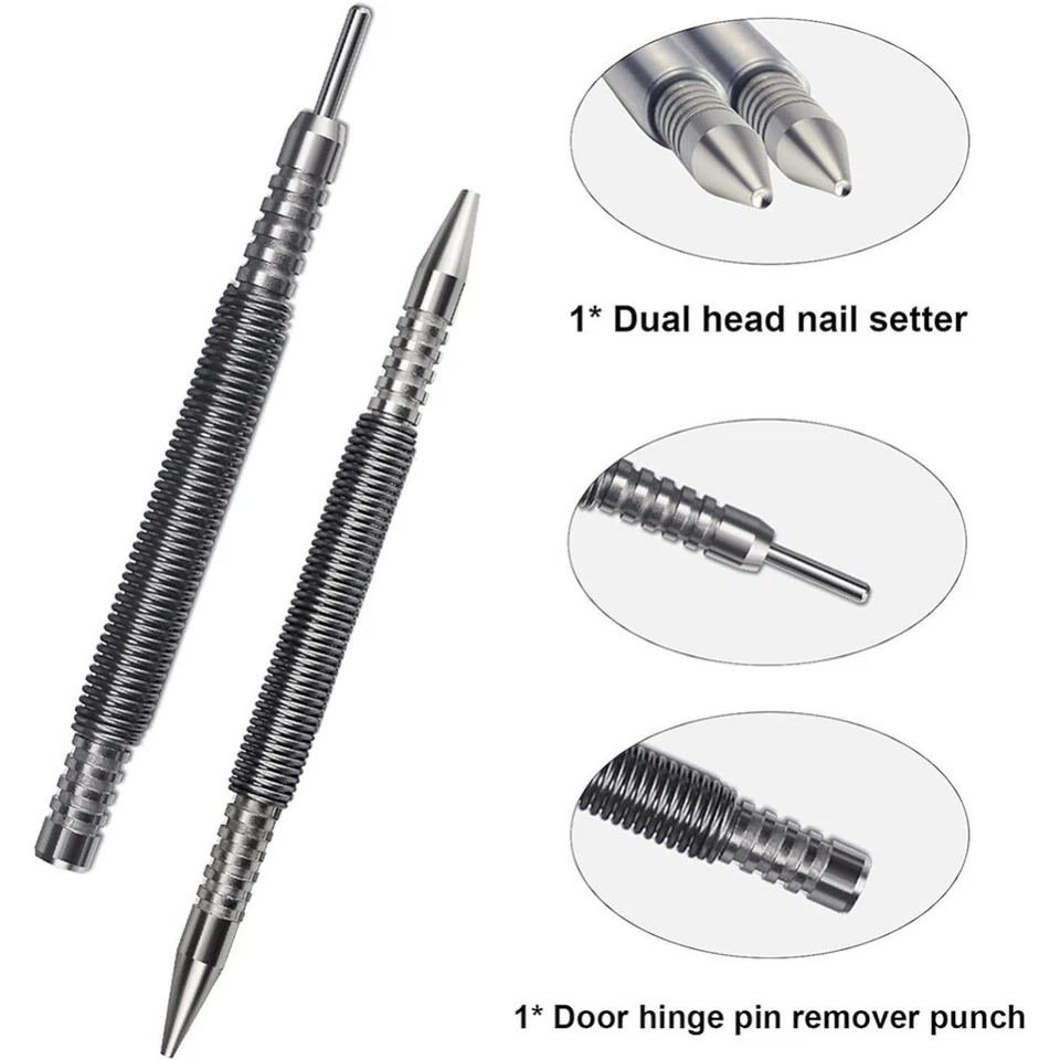 Spring Center Punch Hammerless Dual Head Nail Setter Spring Nail Punch Tool AU