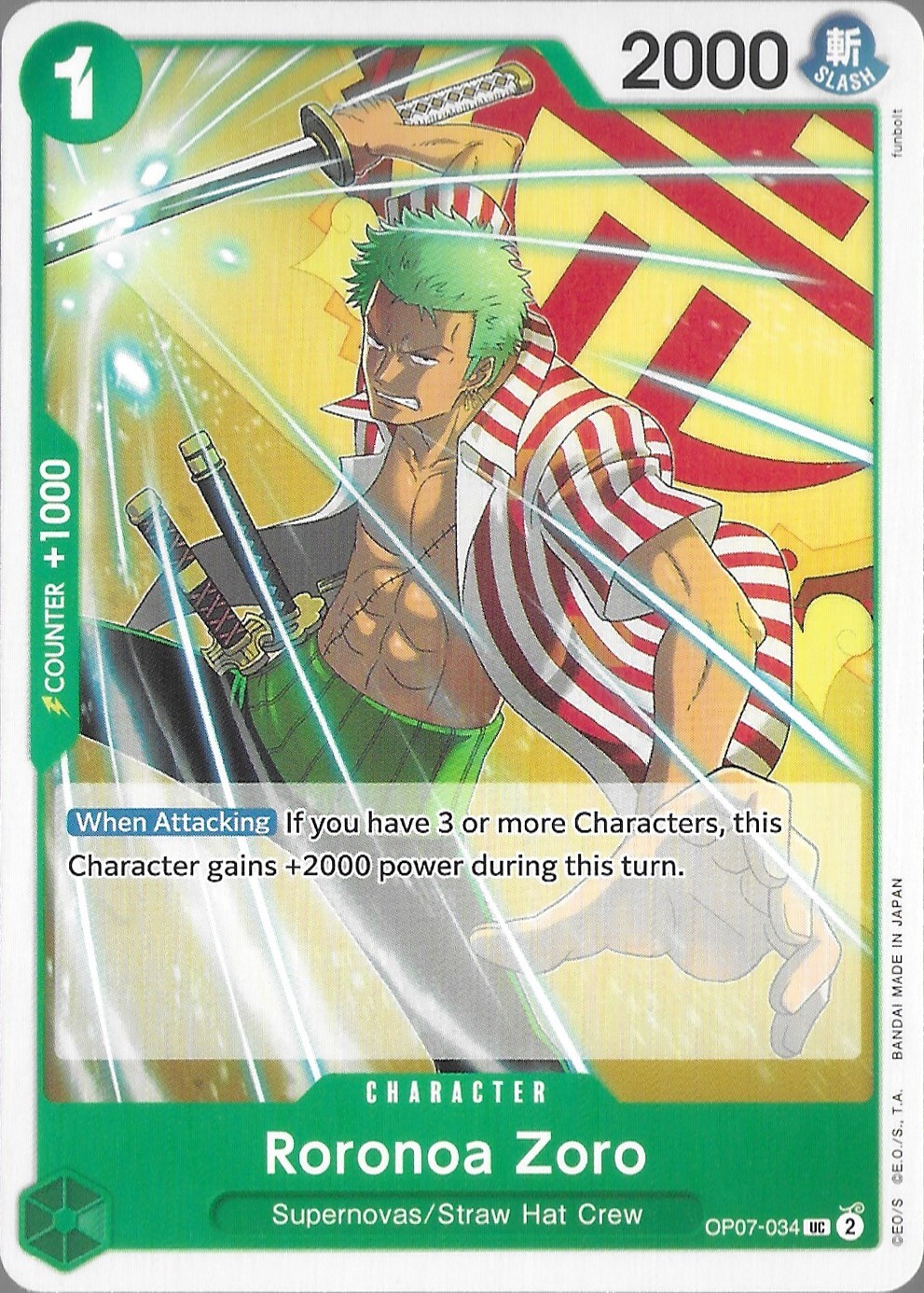 Roronoa Zoro Uncommon OP07-034 500 Years In The Future One Piece