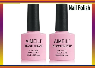 Aimeili Soak Off Uv Led Gel Nail Polish - 10ml Base And No Wipe Top Coat Kit Set - image 1 of 4