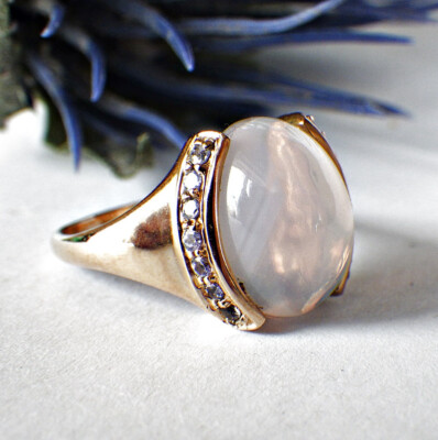 JEWELLERY PIECE RING GOLD MOON QUARTZ SOGNI D'oro TANZANITE 18 56 Cabochon
