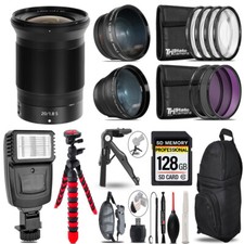 Nikon NIKKOR Z 20mm f/1.8 S Lens -3 Lens Kit Slave Flash Tripod - 128GB Kit