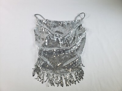 KENDALL + KYLIE Women's Handkerchief Top With Sequin Fringe, XS NO TAG