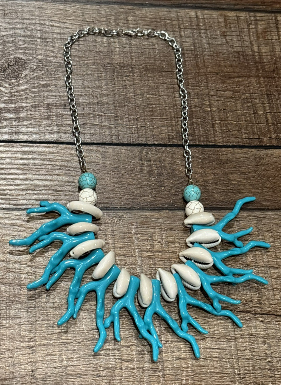 3 Silver Tone Statement Necklaces Shells Seashell… - image 2