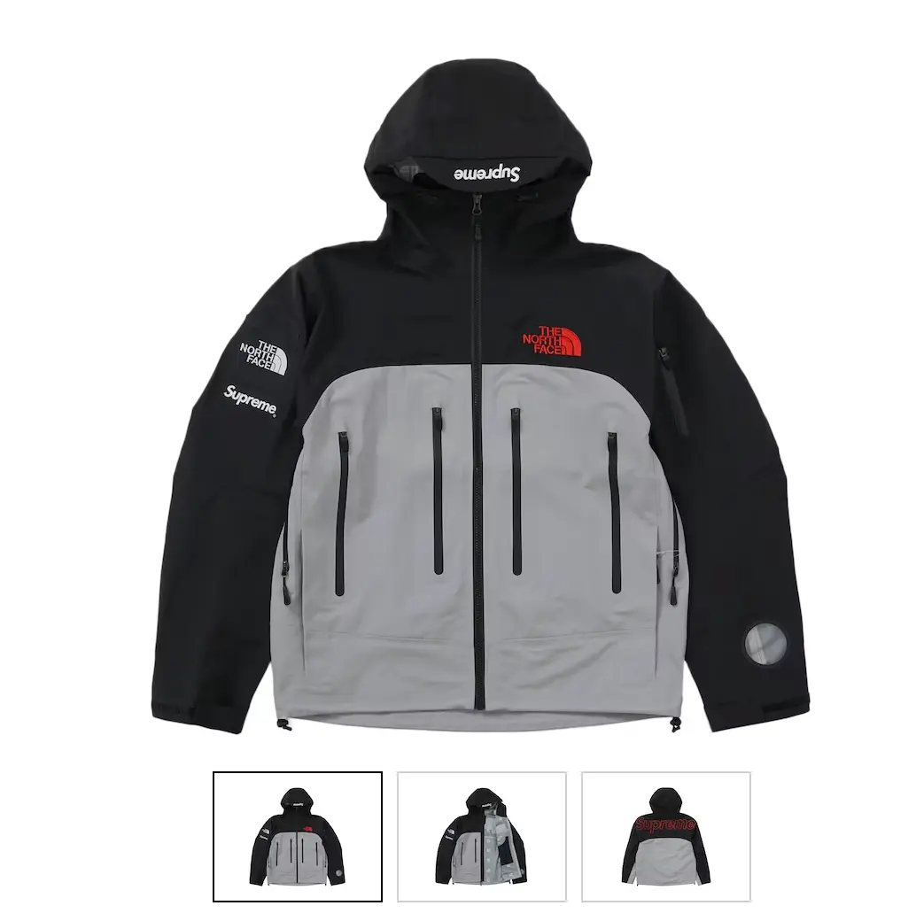 New Supreme x The North Face Shell Tape Seam Jacket Black/Gray Size L