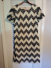 Talbots Size 10 Black White Lace Dress Vintage 90s Odor