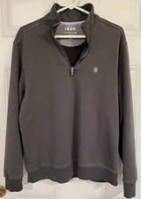 IZOD 'advantage performace stretch' men's dark gray 1/4 zip pullover Med w/logo