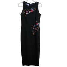 Maggy London Vintage Stunning Black Maxi Dress Floral Sequin Beaded Size 8