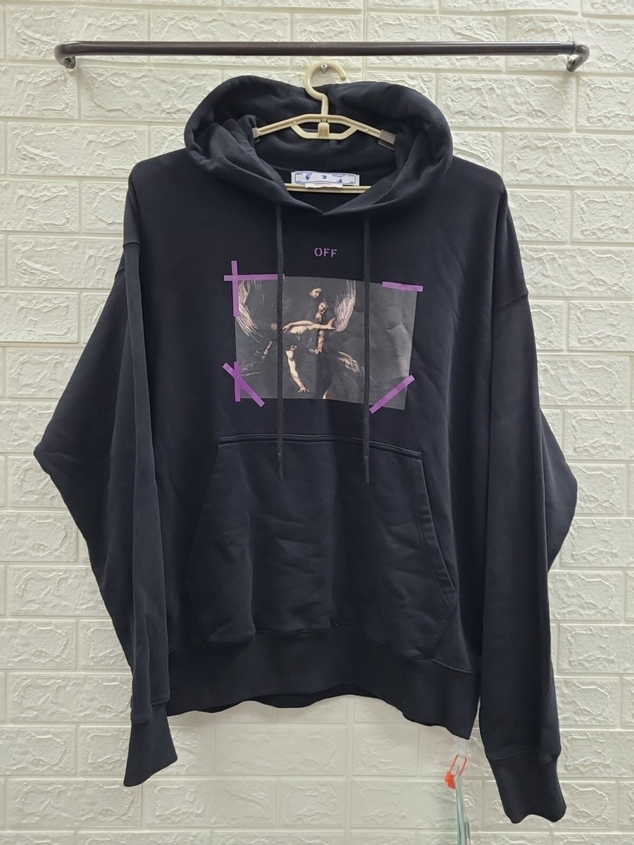 New Authentic Off-White Arrow Caravaggio Mercy Skate Black Hoodie