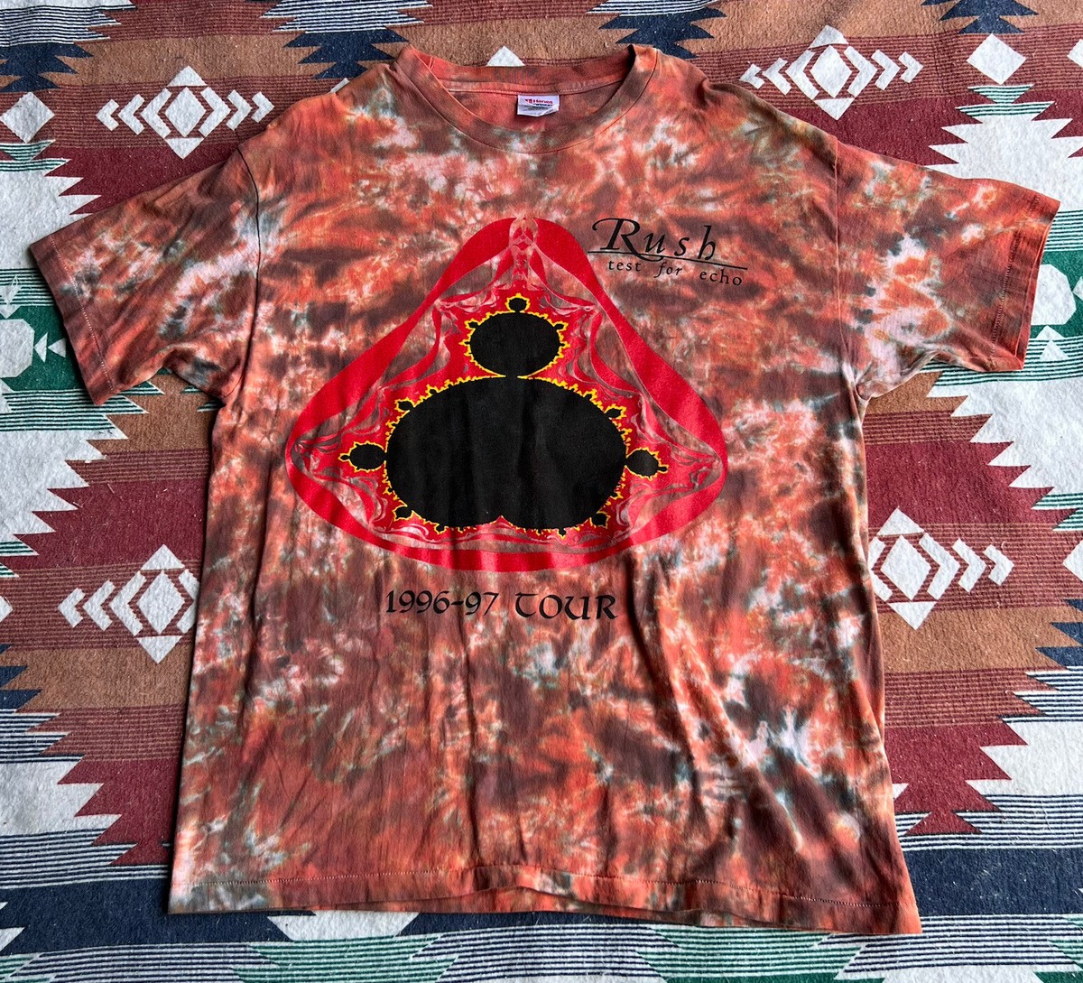 VTG 90s RUSH Test For Echo 1996-97 Tour Shirt XL Concert USA Tie