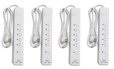 Master Electrician Surge Strip PS-672F-3A 6 Outlet w 6' Power Cord White 4 Pack