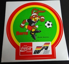 Werbe-Aufkleber Berni Maskottchen UEFA 88 Fußball EM 1988 Germany Coca-Cola Coke