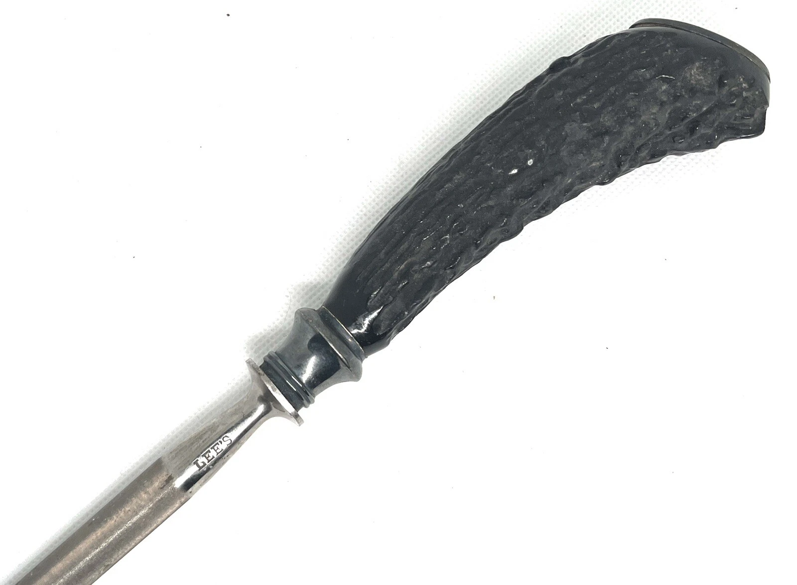 8” Knife Sharpening Steel Honing Rod Sterling Silver Pommel Sharpener Stag Horn