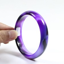 69mm Certified Grade Natural Agate Chalcedony Purple Jade Bracelet Bangle a7034