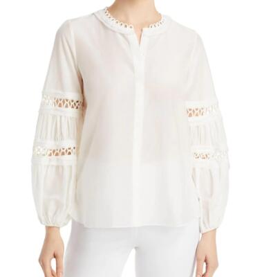 Kobi Halperin Women's Talia Open Loop Cotton Blouse in White MSRP $458.00