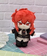Genshin Impact Cartoon Diluc 20cm Soft Plush Doll Dress Up Stuffed Toys Plushie