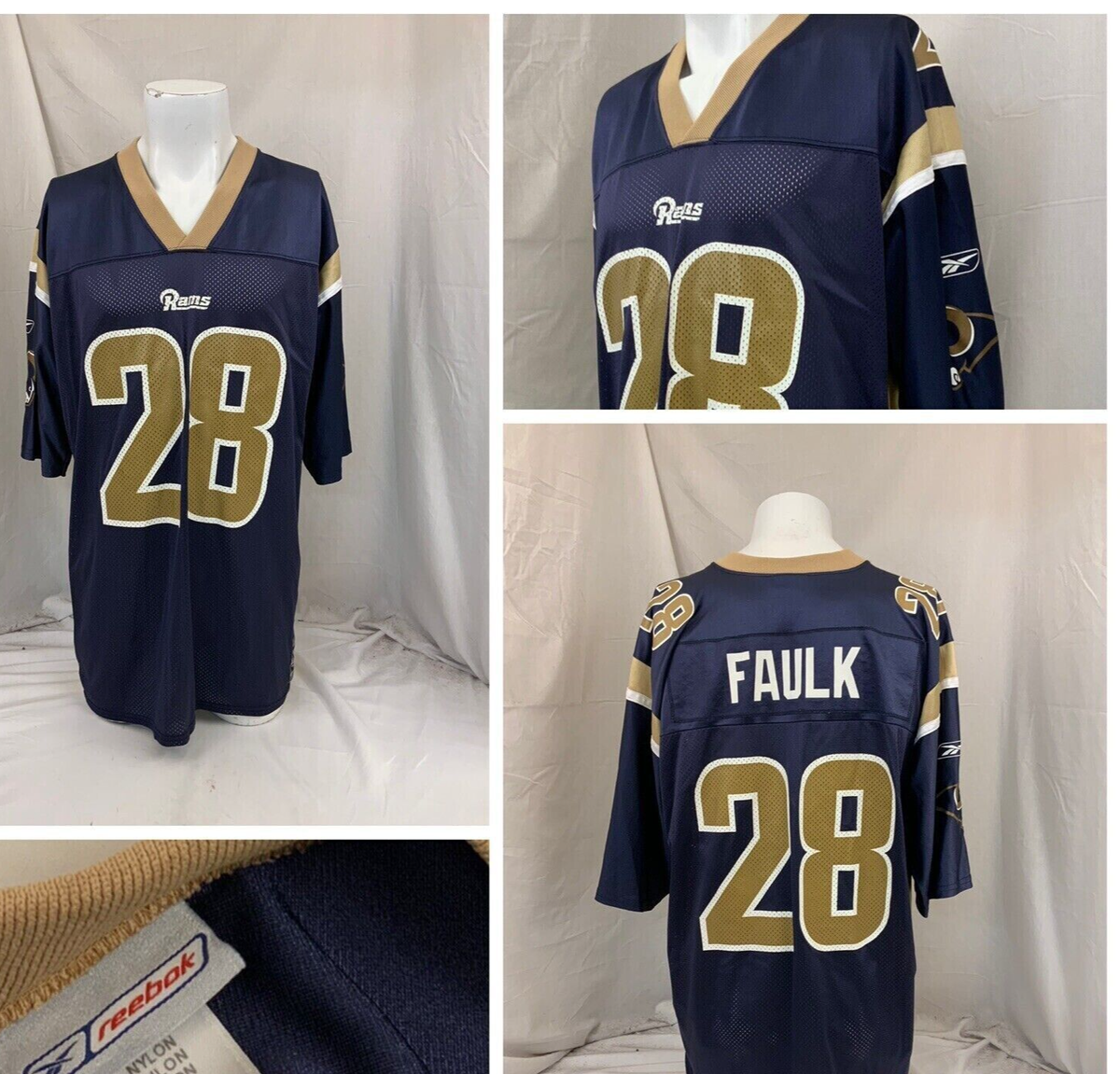 Los Angeles Rams NFL Jersey 28 Marshall Faulk Men's Team Color