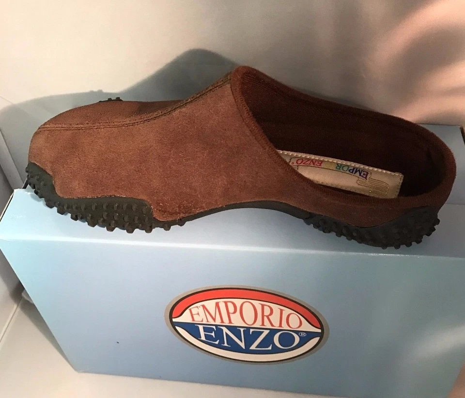 Kids Clogs Shoes Emporio Enzo Slip on Brown Brushed Leather NIB Girls Size 1--2 - Image 2 of 4