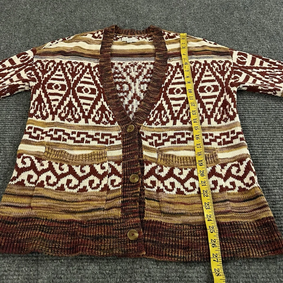Lucky кардиган свитер женщин средний красный Aztec богемное кнопка спереди длинным рукавом - Изображение 2 из 4