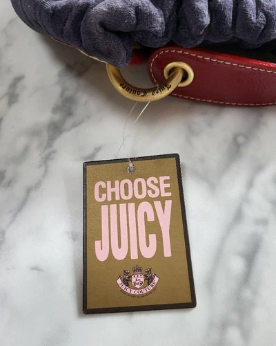 Juicy Couture Vintage Y2K Schultertasche Tasche Velour Schultertasche Navy Ge... - Bild 2 von 10