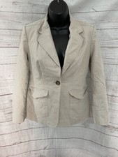 Bloomingdale's Women's Beige One Button Closure Blazer Size 4P