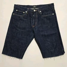 APC Jeans Mens 29 Petit New Stand Blue Selvedge Red Line Japanese Cut Off Shorts