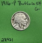 1916-P Buffalo 🦬 Indian Head Nickel 5c Cent Piece Good
