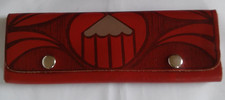 Echt Leder Etui rot für 3 Stifte Kugelschrei...